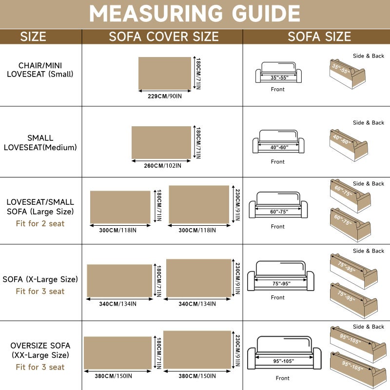 VC Life VClife Beige Couch Cover for Sofa 1 Piece Modern Minimalism Couch Cover for 3 Cushion Couch Sofa Slipcover Washable Soft Chenille Sofa Covers Furniture Protector for Bedroom Living Room 71''x150'' - Image 2